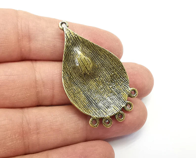 Drop Flower Pendant Blanks, Resin Bezel Bases, Mosaic Mountings, Dry flower Frame, Polymer Clay base, Antique Bronze Plated (10x7mm) G33617