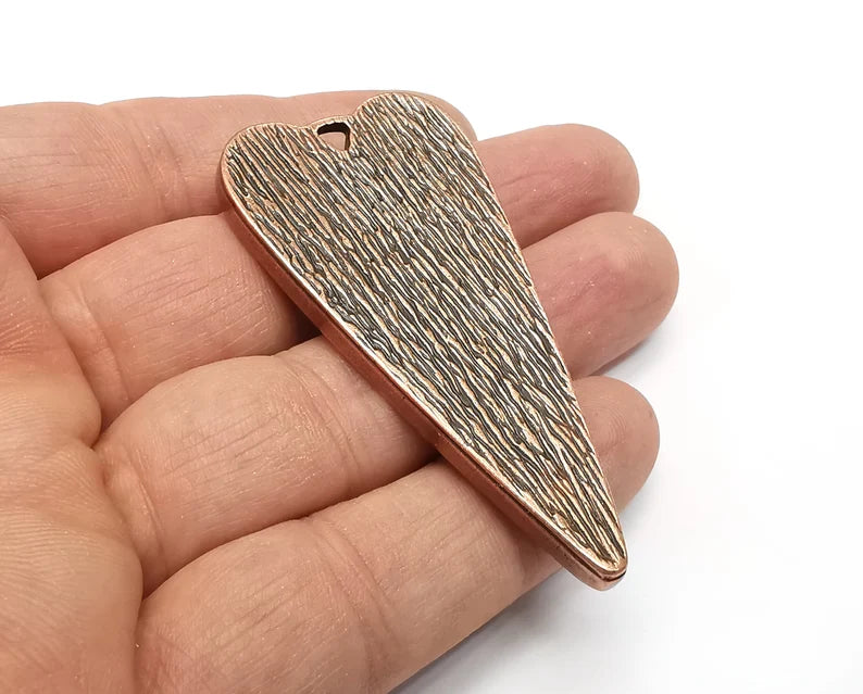 Long Heart Pendant Blanks, Resin Bezel Bases, Mosaic Mountings, Dry flower Frame, Polymer Clay base, Antique Copper Plated (64x30mm) G33618