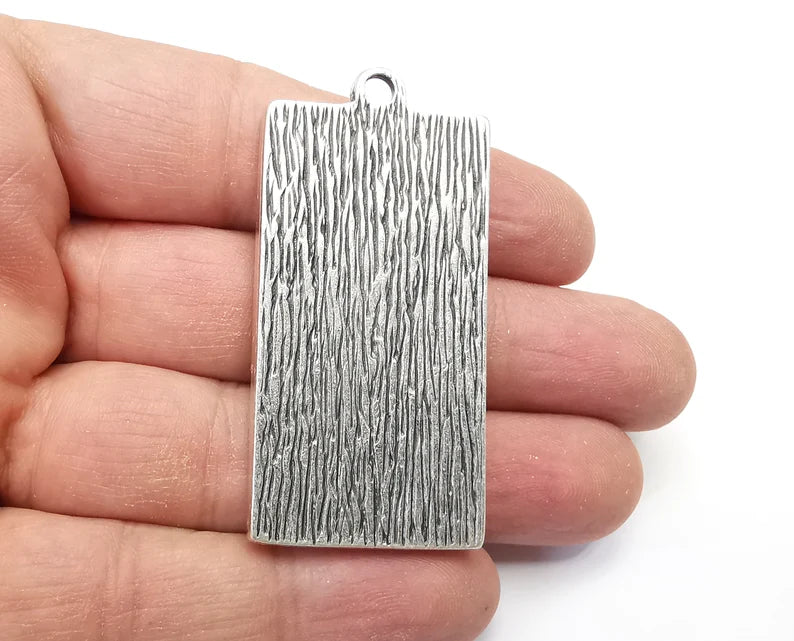 Rectangle Pendant Blanks, Resin Bezel Bases, Mosaic Mountings, Dry flower Frame, Polymer Clay base, Antique Silver Plated (47x24mm) G33624