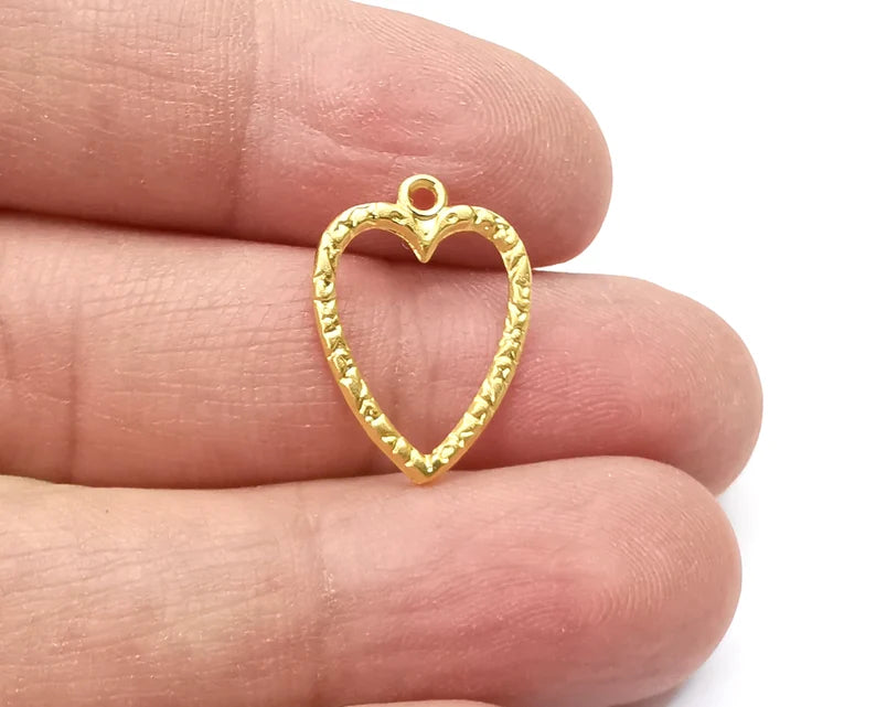 2 Heart Charms Gold Plated Charms (20x15mm) G33625