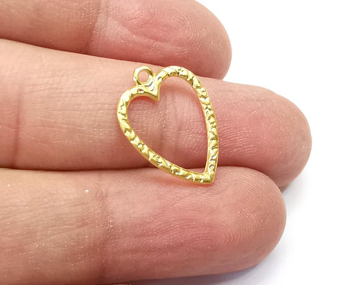 2 Heart Charms Gold Plated Charms (20x15mm) G33625