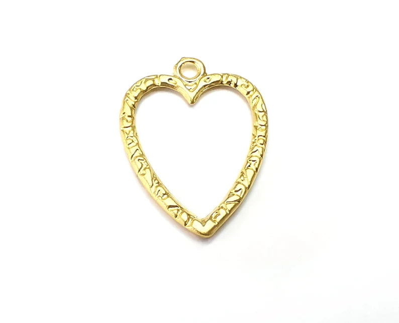 2 Heart Charms Gold Plated Charms (20x15mm) G33625