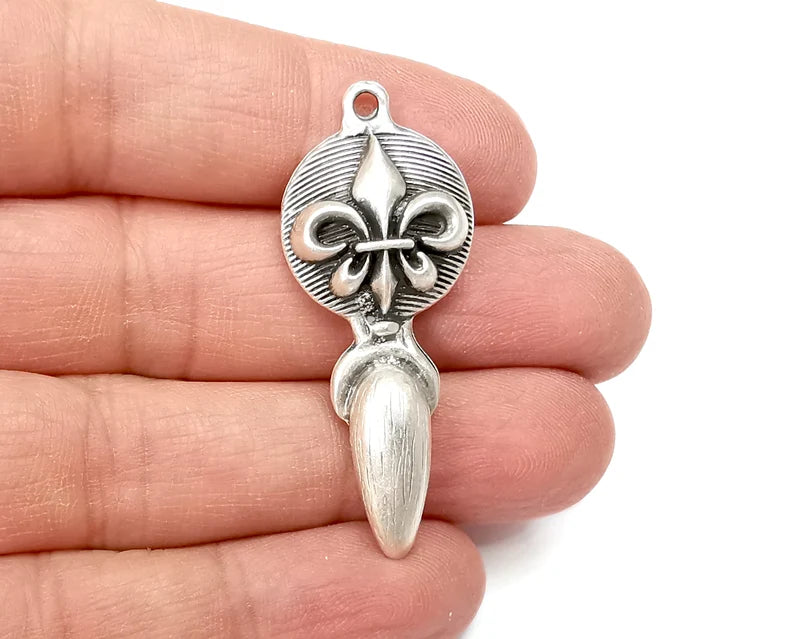 Lily Charms Antique Silver Plated Charms (47x19mm) G33529