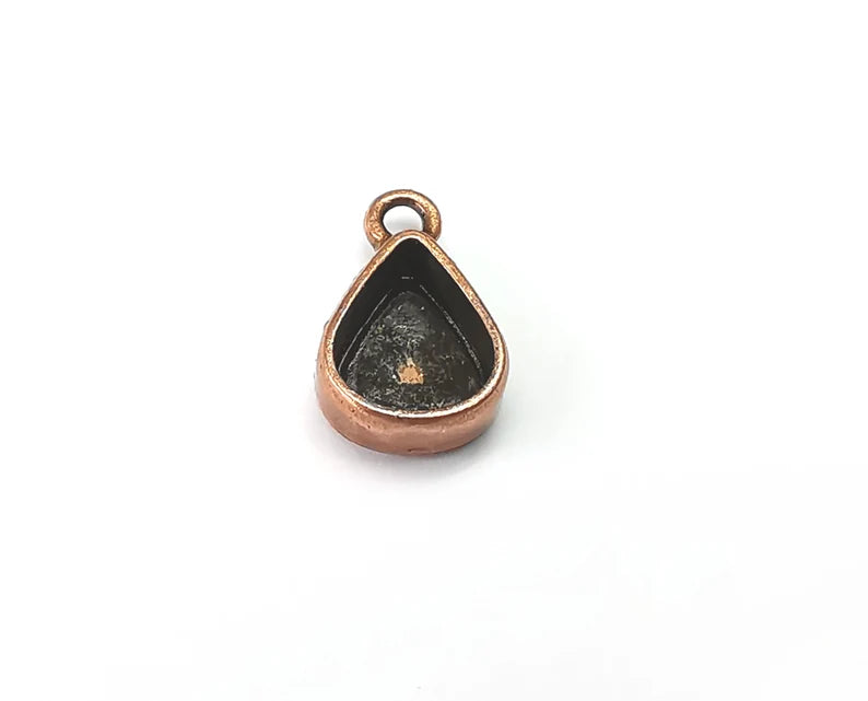 5 Drop Pendant Blanks, Resin Bezel Bases, Mosaic Mountings, Dry flower Frame, Polymer Clay base, Antique Copper Plated (10x8mm) G33536