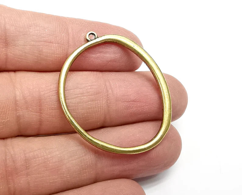 2 Circle Charms, Antique Bronze Plated (40x33mm) G33539