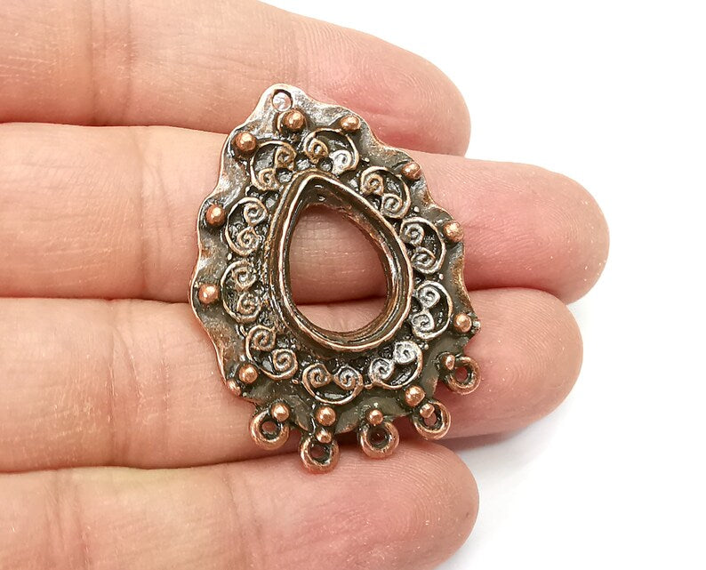 Drop Pendant Blanks, Resin Bezel Bases, Mosaic Mountings, Dry flower Frame, Polymer Clay base, Antique Copper Plated (18x13mm) G33630