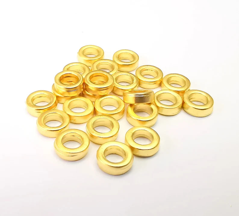 5 Gold Plated Rondelle Beads Matte Gold Plated Beads (7.5mm) G33639