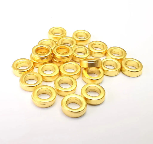 5 Gold Plated Rondelle Beads Matte Gold Plated Beads (7.5mm) G33639