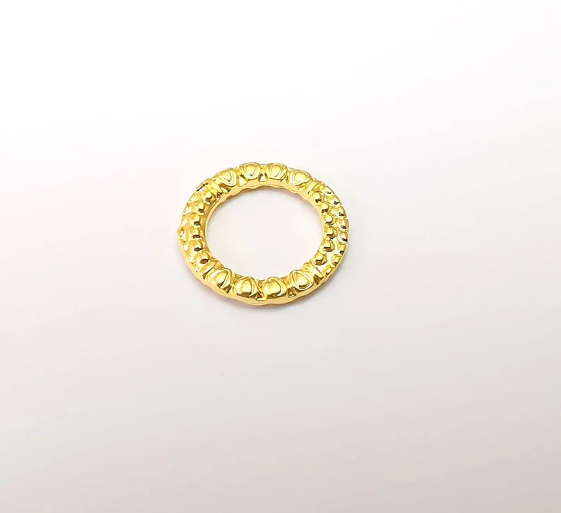 5 Gold Plated Circle Charms Matte Gold Plated Circle Findings (15mm) G33643