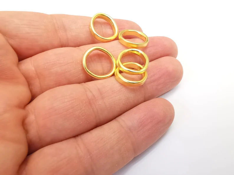 5 Gold Plated Circle Charms Matte Gold Plated Circle Findings (15mm) G33645