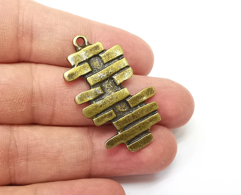 Wall Brick Charms, Dangle Charms Antique Bronze Plated (41x25mm) G33654