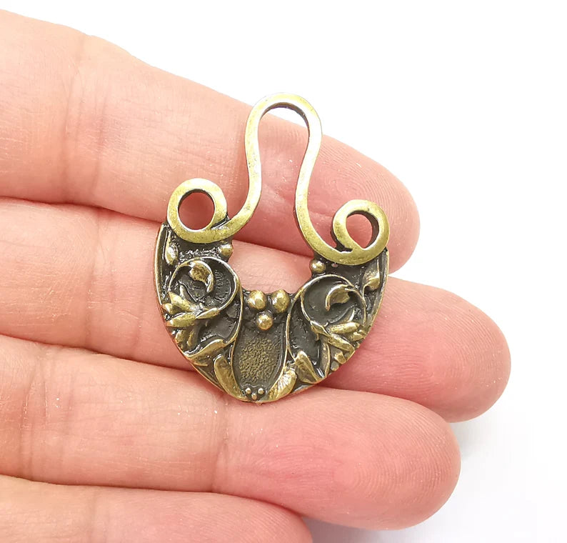 Antique Bronze Flower Dangle Charm Antique Bronze Plated Charms (38x28mm) G33657