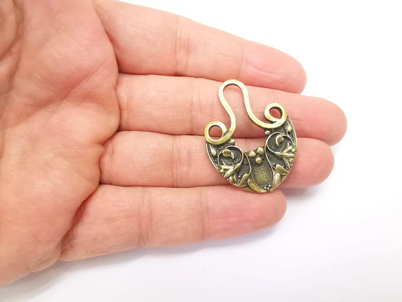 Antique Bronze Flower Dangle Charm Antique Bronze Plated Charms (38x28mm) G33657
