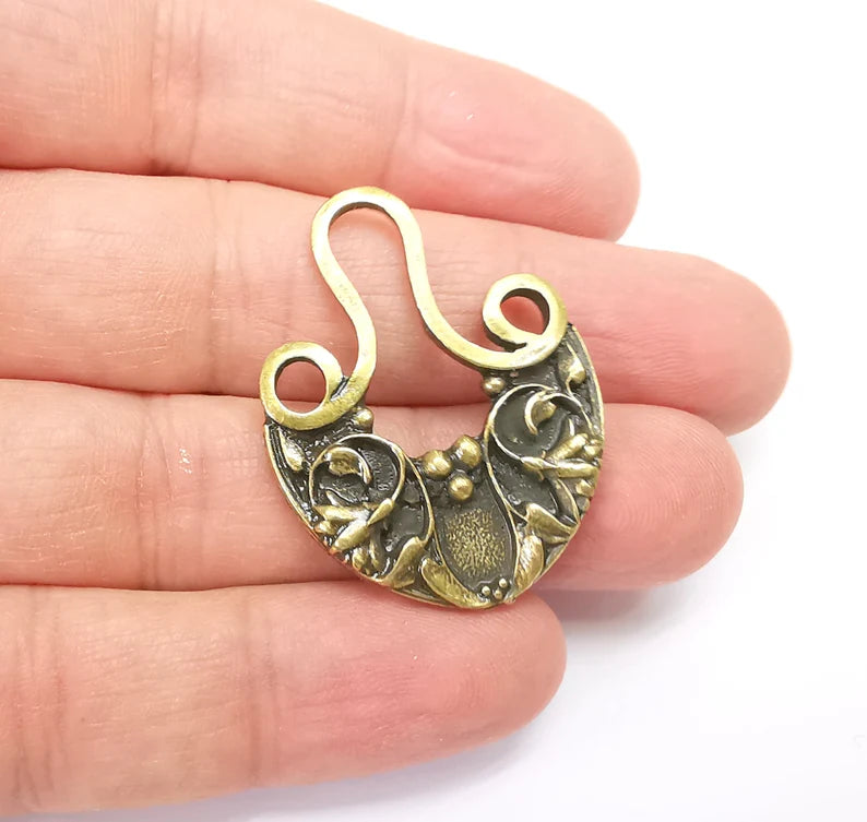 Antique Bronze Flower Dangle Charm Antique Bronze Plated Charms (38x28mm) G33657