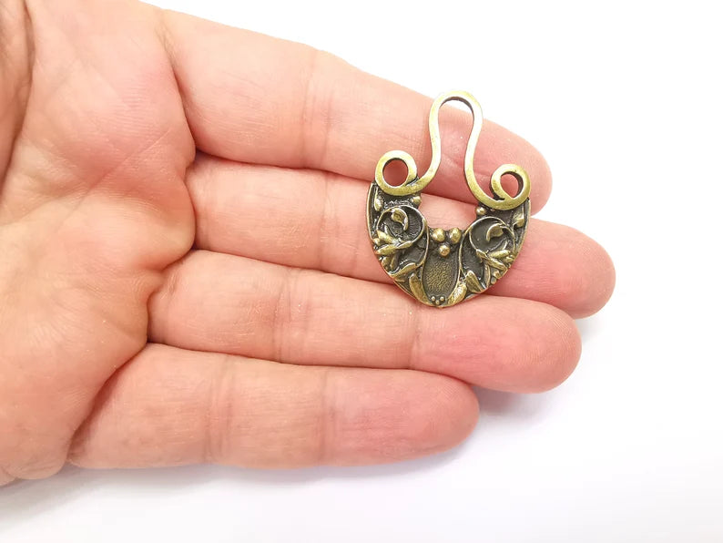 Antique Bronze Flower Dangle Charm Antique Bronze Plated Charms (38x28mm) G33657