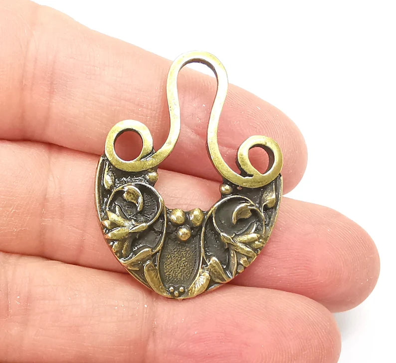 Antique Bronze Flower Dangle Charm Antique Bronze Plated Charms (38x28mm) G33657