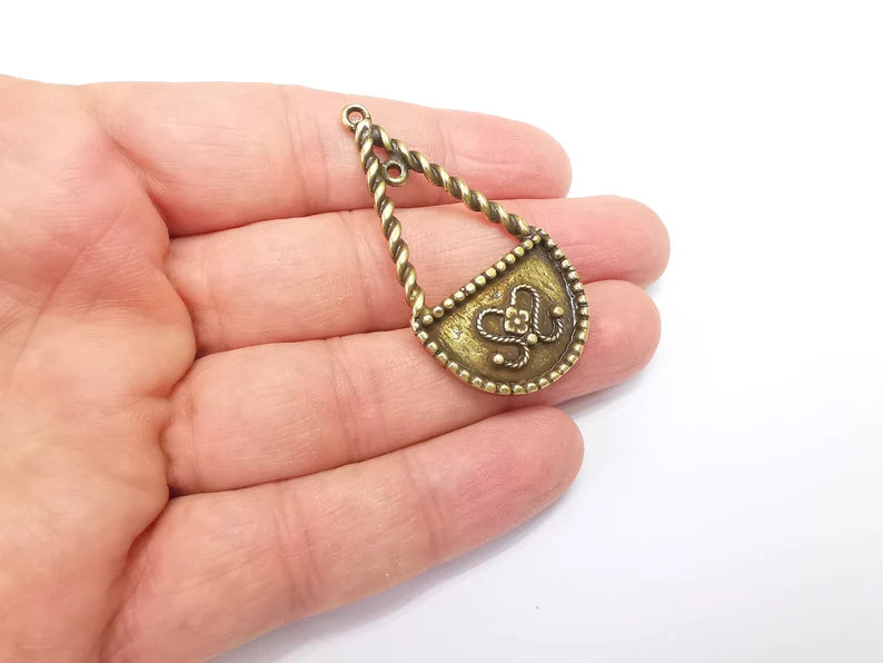 Antique Bronze Dangle Charm Antique Bronze Plated Charms (51x27mm) G33658