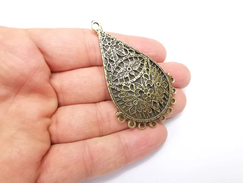 Antique Bronze Charms Connector Antique Bronze Plated Dangle Charms (64x40mm) G33660