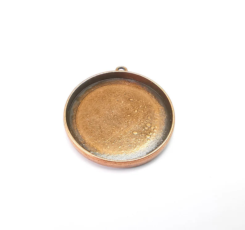 Round Pendant Blanks, Resin Bezel Bases, Mosaic Mountings, Dry flower Frame, Polymer Clay base, Antique Copper Plated (35mm) G33662