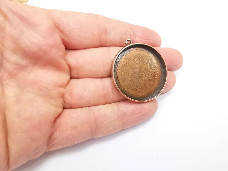 Round Pendant Blanks, Resin Bezel Bases, Mosaic Mountings, Dry flower Frame, Polymer Clay base, Antique Copper Plated (35mm) G33662