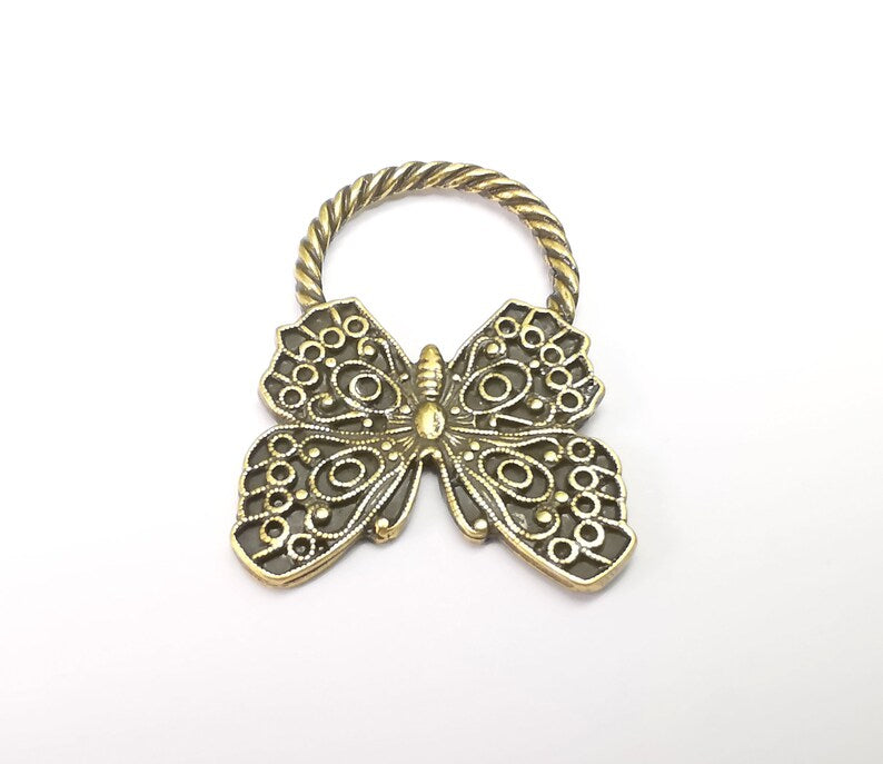 Butterfly Charm Antique Bronze Plated Charms (43x32mm) G33664