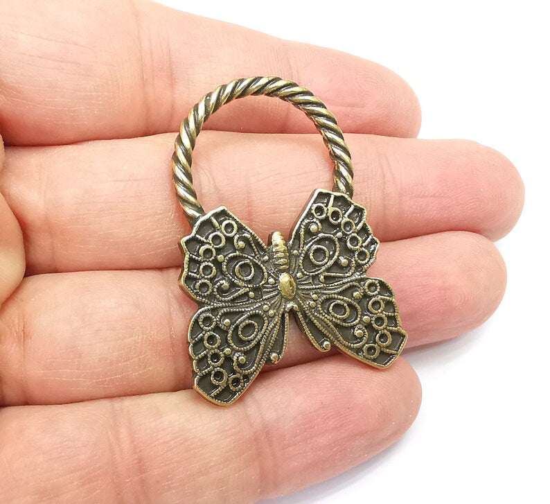 Butterfly Charm Antique Bronze Plated Charms (43x32mm) G33664