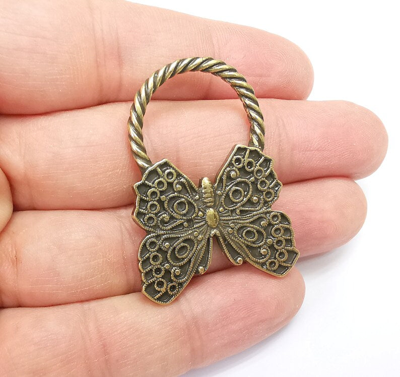Butterfly Charm Antique Bronze Plated Charms (43x32mm) G33664