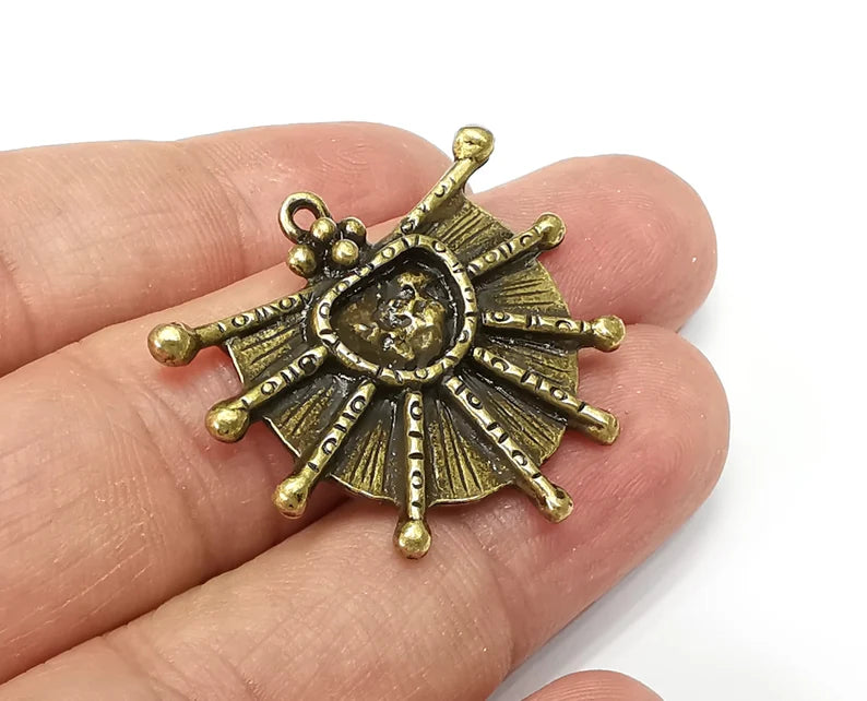 Antique Bronze Charms, Antique Bronze Plated Pendant (35x31mm)(11x8mm Blank) G33550