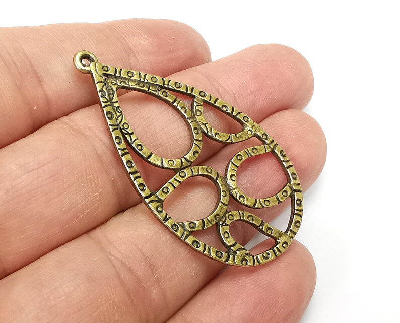 Drop Charms, Antique Bronze Plated Dangle Charms (48x27mm) G33552