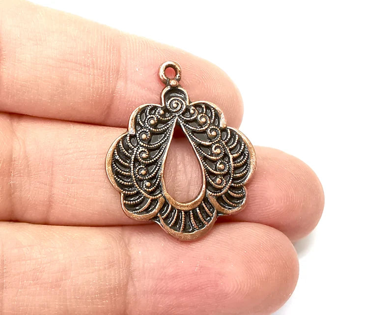 2 Antique Copper Charms, Antique Copper Plated Charms (31x25mm) G33673