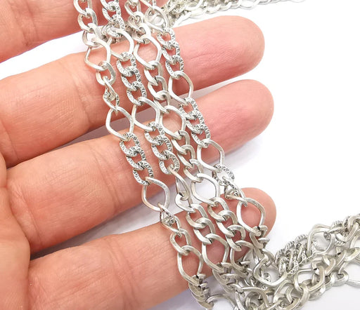 Antique Silver Figaro Chain (10x7 and 6x5 mm) Antique Silver Plated Chain G33554