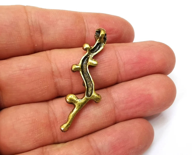 Antique Bronze Charms, Antique Bronze Plated Dangle Charms (45x15mm) G33556