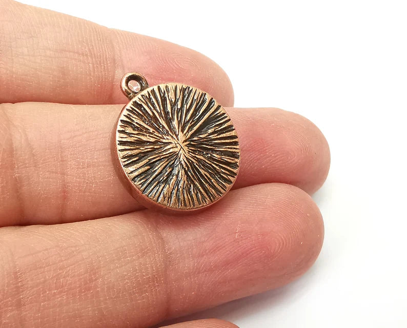 2 Round Pendant Blanks, Resin Bezel Bases, Mosaic Mountings, Dry flower Frame, Polymer Clay base, Antique Copper Plated (18mm) G33678