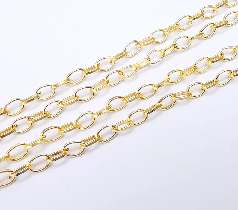 Gold Plated Oval Cable Chain (7x4 mm) Gold Plated Chain G33565