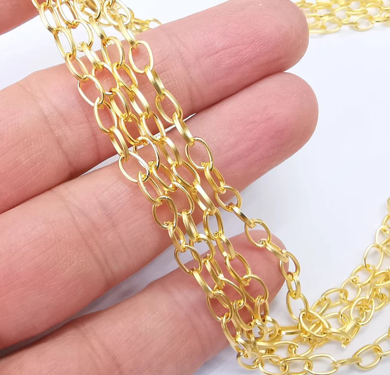 Gold Plated Oval Cable Chain (7x4 mm) Gold Plated Chain G33565