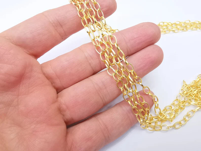 Gold Plated Oval Cable Chain (7x4 mm) Gold Plated Chain G33565