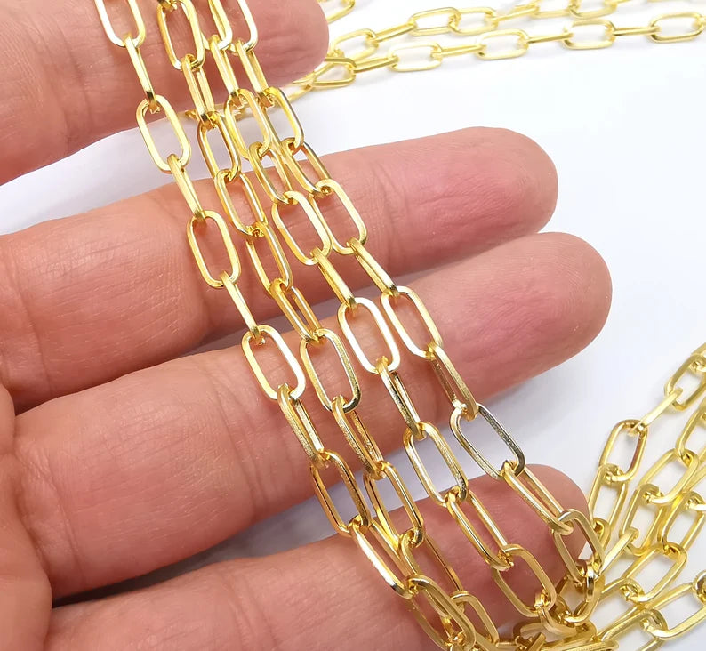 Gold Plated Oval Cable Chain (1 meter - 3,3 feet )(10x5 mm) Gold Plated Chain G33567