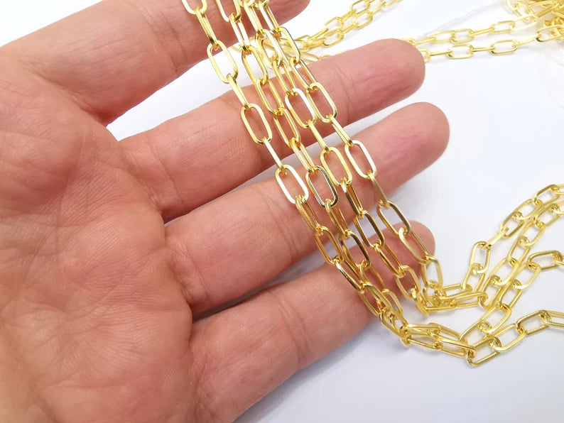 Gold Plated Oval Cable Chain (1 meter - 3,3 feet )(10x5 mm) Gold Plated Chain G33567