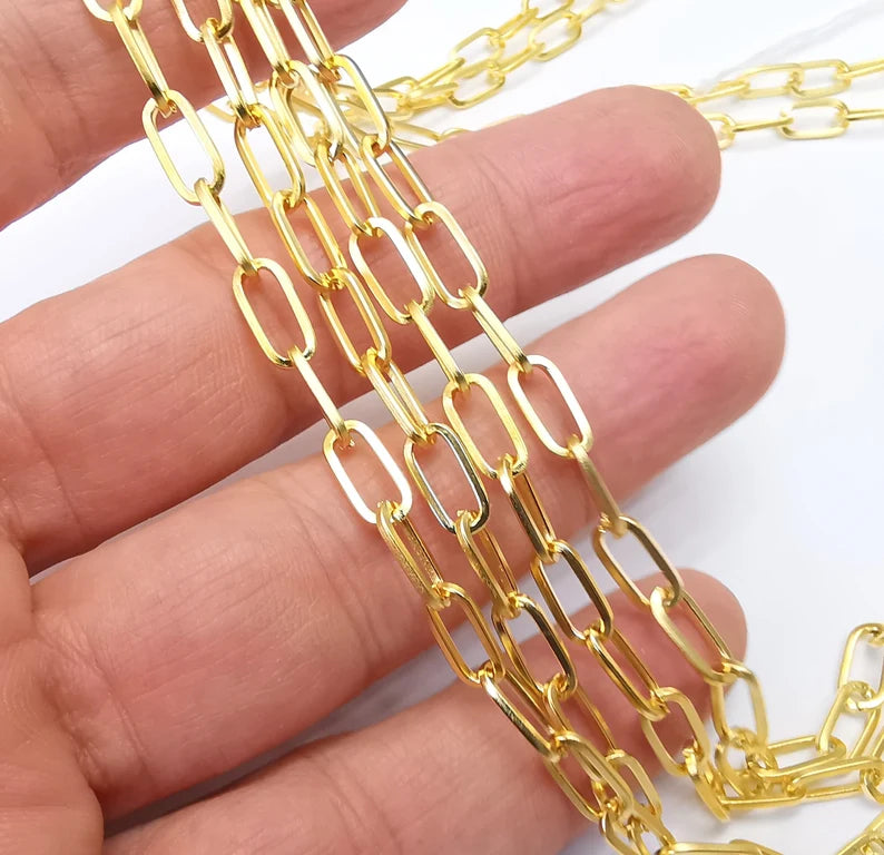 Gold Plated Oval Cable Chain (1 meter - 3,3 feet )(10x5 mm) Gold Plated Chain G33567