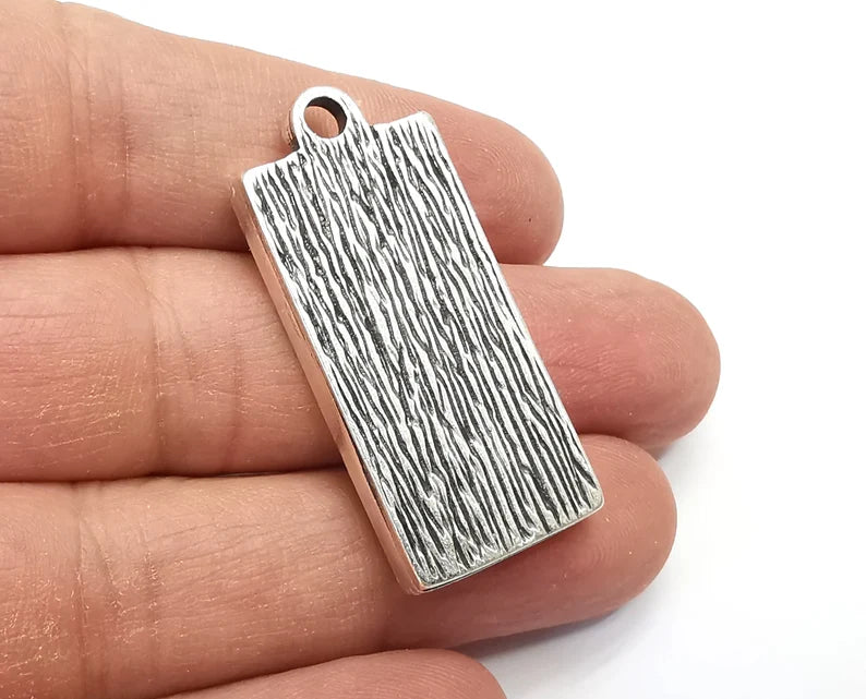 Rectangle Pendant Blanks, Resin Bezel Bases, Mosaic Mountings, Dry flower Frame, Polymer Clay base, Antique Silver Plated (35x16mm) G33573