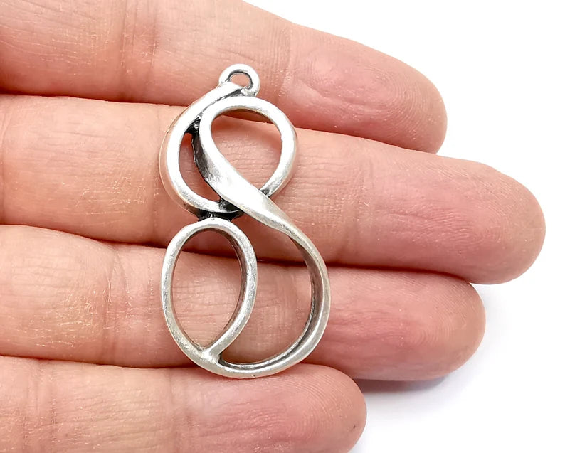 Antique Silver Charms Antique Silver Plated (43x23mm) G33574