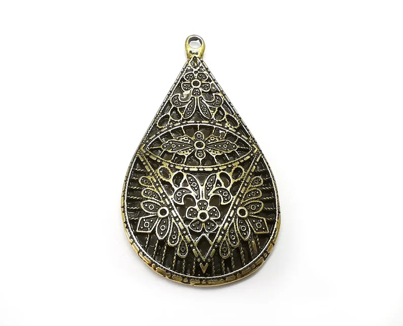Drop Charms, Dangle Charms Antique Bronze Plated (60x33mm) G33700
