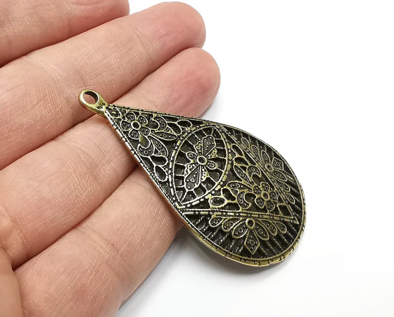 Drop Charms, Dangle Charms Antique Bronze Plated (60x33mm) G33700