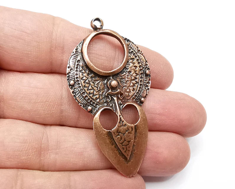 Bird Skull Charms, Antique Copper Plated Charms (58x31mm) G33710