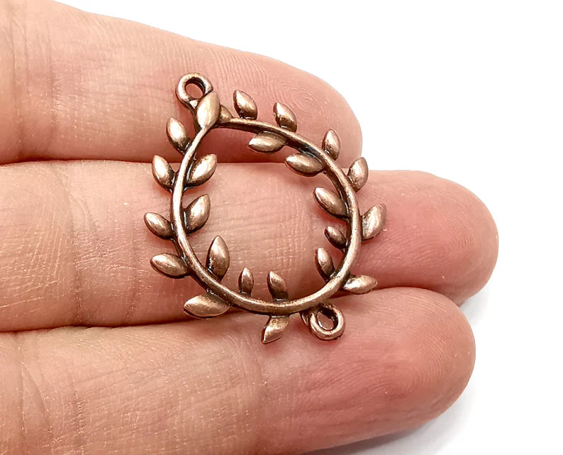 Leaf Wreath Charms Connector , Dangle Charms Antique Copper Plated (34x30mm) G33711
