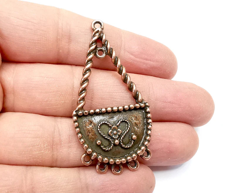 Flower Charms, Connector Antique Copper Plated Dangle Charms (56x28mm) G33576