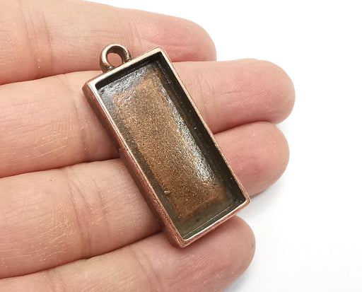 Rectangle Pendant Blanks, Resin Bezel Bases, Mosaic Mountings, Dry flower Frame, Polymer Clay base, Antique Copper Plated (35x16mm) G33579