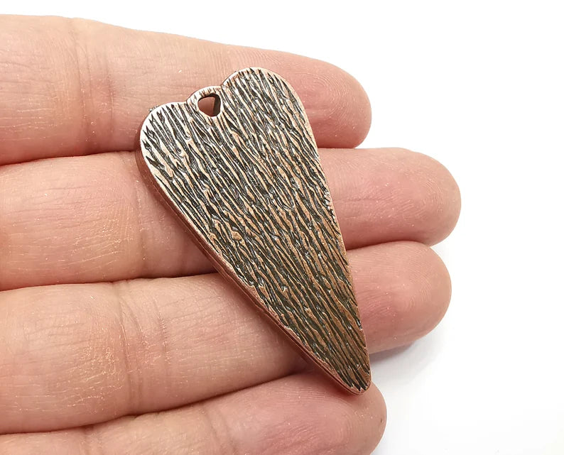 Long Heart Pendant Blanks, Resin Bezel Bases, Mosaic Mountings, Dry flower Frame, Polymer Clay base, Antique Copper Plated (48x24mm) G33580
