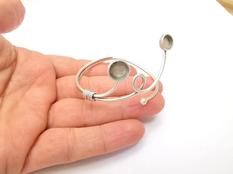 Wire Bracelet Bezel Cuff Blank Resin Mountings Cabochon Base Setting Antique Silver Plated Brass Adjustable Bracelet Bezel (8mm,10mm) G33724