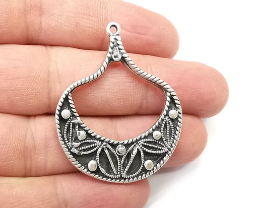 Leaves Charms, Dangle Charms Antique Silver Plated (44x35mm) G33727